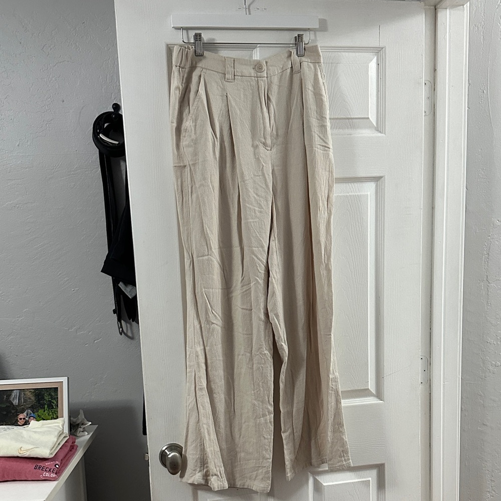 ASOS Cream Straight Leg Pants